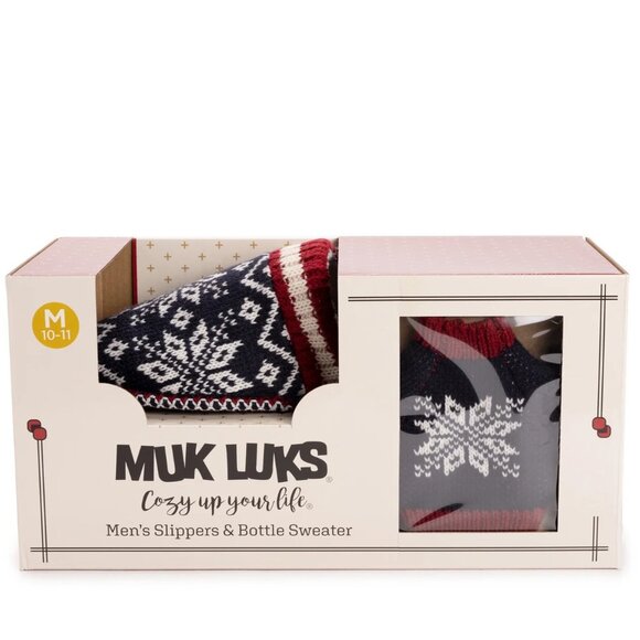 MUK LUKS Men's Rib Knit Scuff Slipper with Matching Bottle Sweater NWT - Picture 7 of 8